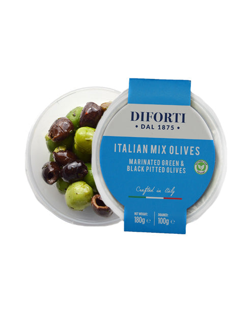 ITALIAN MIXED PITTED OLIVES 180G