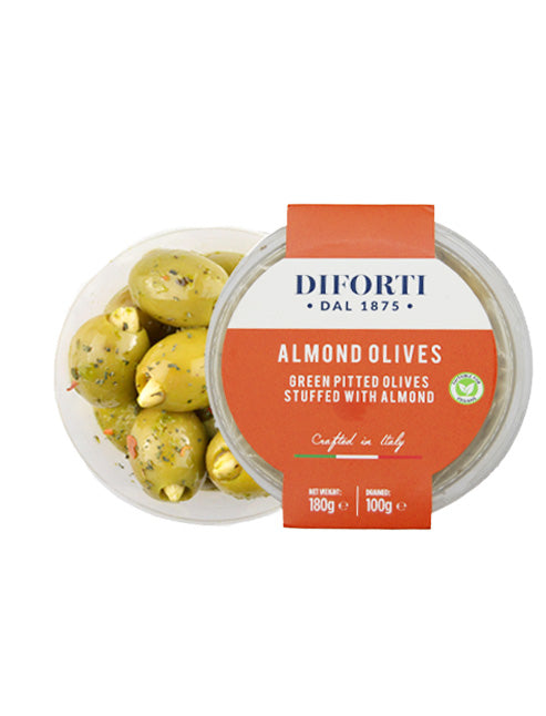 GREEN OLIVES STUFFED WITH ALMOND 180G