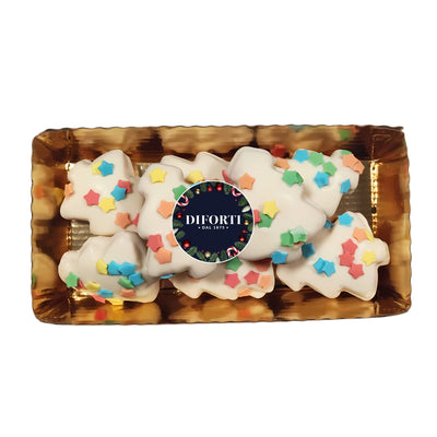 CHRISTMAS TREES COATED IN WHITE CHOCOLATE 200G