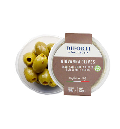 GIOVANNA GREEN PITTED OLIVES 180G
