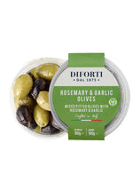 ROSEMARY & GARLIC MIXED PITTED OLIVES 180G